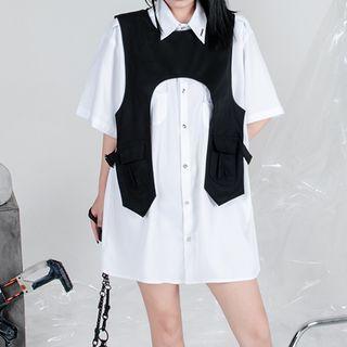 Embroidered Buckled Vest Black - One Size