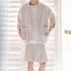 Short Sleeve Single Breasted Blazer / Wide Leg Shorts