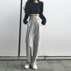 Long-sleeve Cropped T-shirt / Camisole Top / Wide-leg Pants / Set