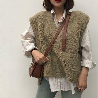 Faux Shearling V-neck Vest