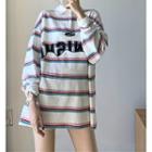 Long-sleeve Striped Polo T-shirt As Shown In Figure - One Size