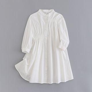 Long-sleeve Asymmetrical Stand Collar A-line Dress
