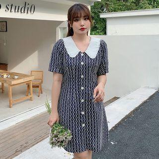 Ruffled-trim Peter Pan Collar Floral Dress