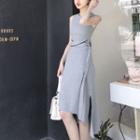 Slim-fit Sleeveless Dress Gray - One Size