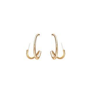 Layered Hoop Drop Earring E4952 - 1 Pair - Gold - One Size