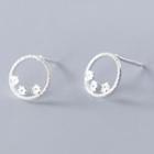 925 Sterling Silver Floral Hoop Earring As Shown In Figure - One Size