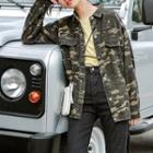 Camouflage Print Shirt Jacket