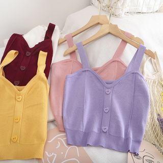Sweetheart Buttoned Sleeveless Knit Top