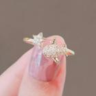 Rhinestone Plane Open Ring Ly2528 - Gold - One Size