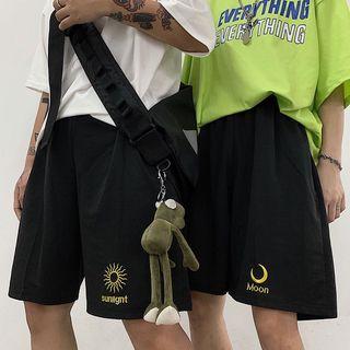 Couple Moon & Sun Embroidered Shorts