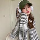 Striped Loose-fit Pullover Off-white - One Size