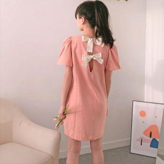 Short-sleeve Corduroy Mini Shift Dress