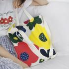 Canvas Floral Print Tote Bag