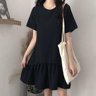 Short-sleeve Ruffle Hem Dress