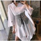 Set: 3/4-sleeve Shirt Dress + Belt