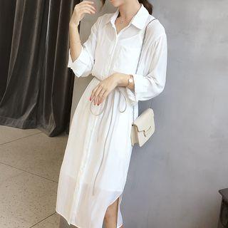 Set: Plain Shirtdress With Cord + Slipdress