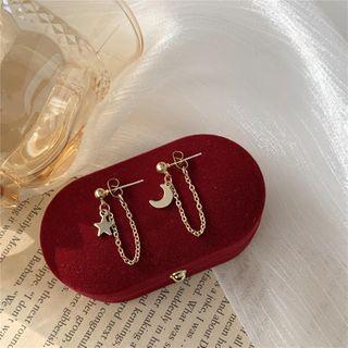 Chain Drop Sterling Silver Ear Stud Ear Stud - 1 Pair - Gold - One Size