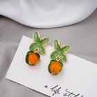 Orange Alloy Dangle Earring E1342-6 - 1 Pr - Green & Tangerine - One Size