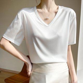 Short-sleeve Satin T-shirt