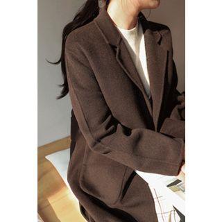 Set: Wool Blend Long Coat + Quilted Inner Vest