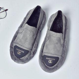 Faux-suede Fleece-panel Flats