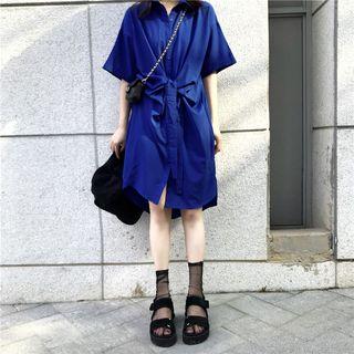 Tie-waist Short-sleeved Shirtdress