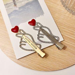 Heart Hand Rhinestone Hair Clip / Set