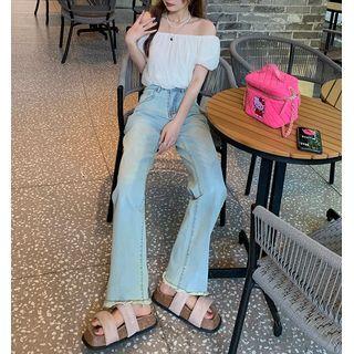 Low-rise Frayed Straight Leg Jeans
