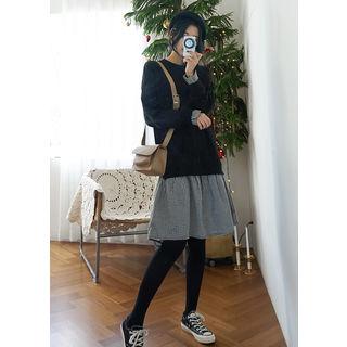 Tall Size Gingham-hem Pullover Dress