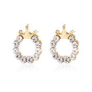 Alloy Crown Rhinestone Hoop Earring 01-3654 - 1 Pair - As Shown In Figure - One Size