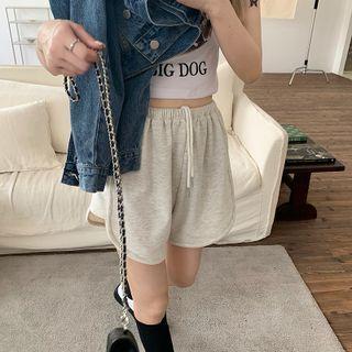 Short-sleeve Heart Print T-shirt / Paneled Shorts