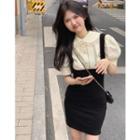 Short-sleeve Blouse / Sleeveless Bodycon Dress