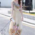 Sleeveless Floral Chiffon Maxi Dress