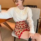 Plain Knit Cardigan / Floral Skirt / Denim Skirt