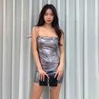 Tie-strap Metallic Minidress