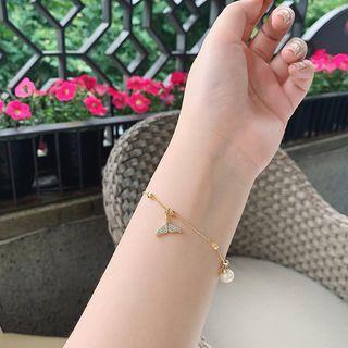 Faux Pearl Mermaid Tail Bracelet As Shown In Figure - One Size