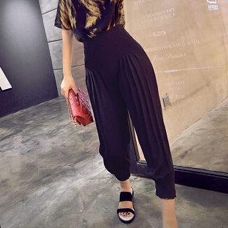 Plain Pleated Cropped Pants
