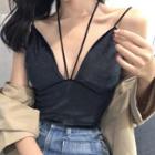 Strappy Padded Velvet Crop Top