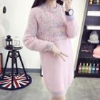 Faux Pearl Long Sleeve Knit Dress