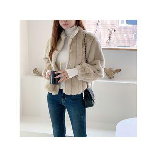 Ribbed Short Eco-fur Jacket
