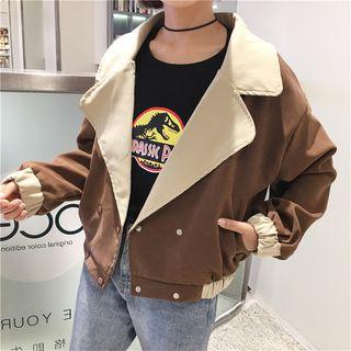 Notch Lapel Snap Button Jacket