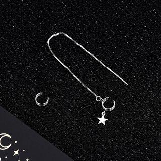 Non-matching 925 Sterling Silver Star Earring 1 Pair - Es996 - 925 Silver - Silver - One Size