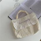 Floral Embroidered Woven Lunch Bag Daisy - Beige - One Size