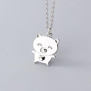 925 Sterling Silver Pig Pendant Necklace Silver - One Size