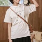 Embroidered Hooded Short-sleeve T-shirt White - One Size