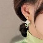 Flower Faux Pearl Alloy Dangle Earring Pearl White - One Size
