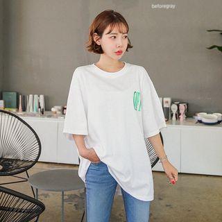 Elbow-sleeve L Me-lettering T-shirt