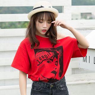 One-shoulder Print T-shirt Dress