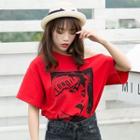 One-shoulder Print T-shirt Dress