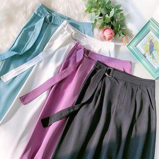 Buckled High-waist Straight Cut Pants